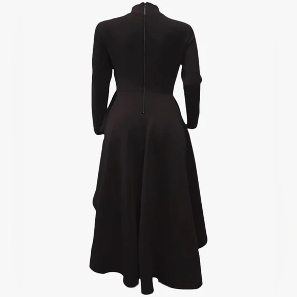 New black womens peplum style top with long flared back - Picture 3 of 7